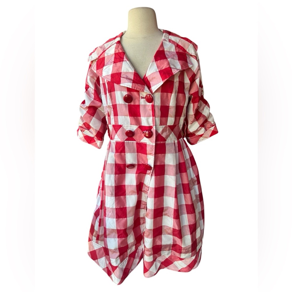 Source Unknown Gingham Raincoat W/Missing Belt - image 1